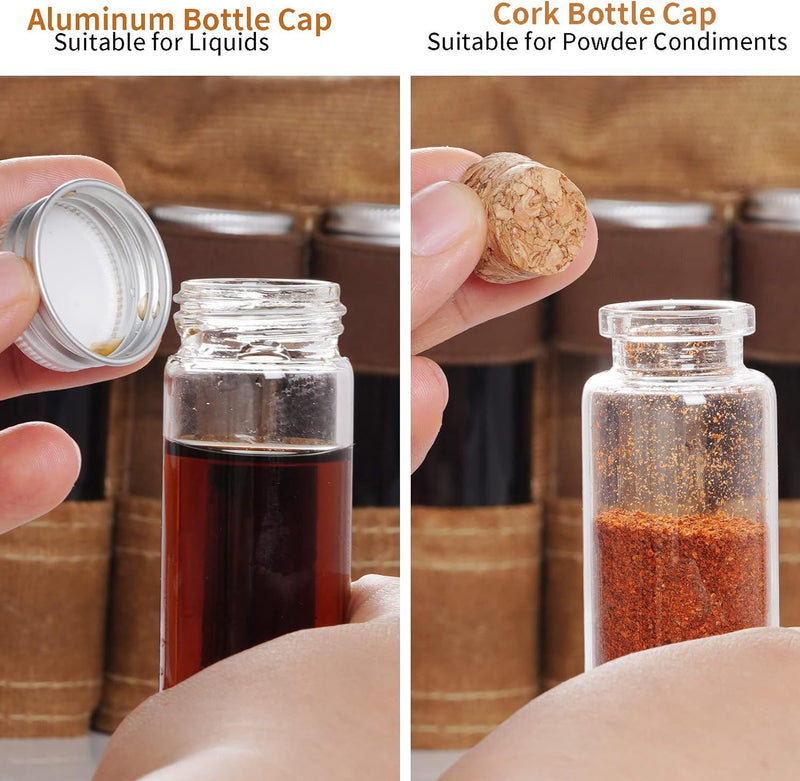 Black canvas spice storage box (9.1 x 4.7 x 2.8 inches) With 10 bottles