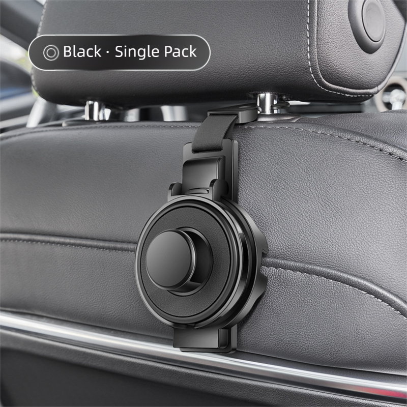 Black 3-in-1 Car Headrest Organizer Hook