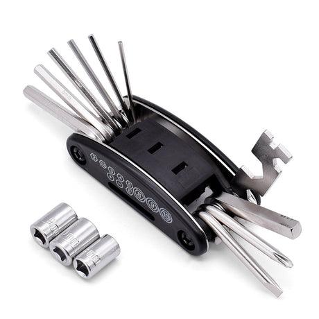 16-in-1 bicycle repair tool kit - multi-tool, tire patch, tire lever & file