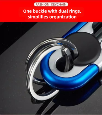 3pc Blue Durable Zinc Alloy Carabiner Keychain – Secure Twist Lock & Dual Key Rings