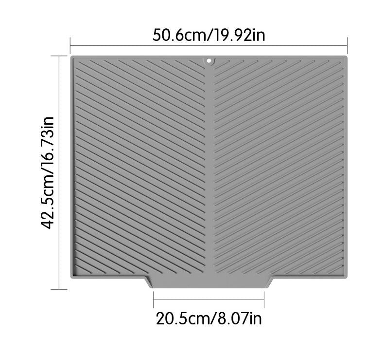 2PC Black Multi-Use Drain Mat (51x43 cm) – Non-Slip Heat Protection for Dish Drying & Prep