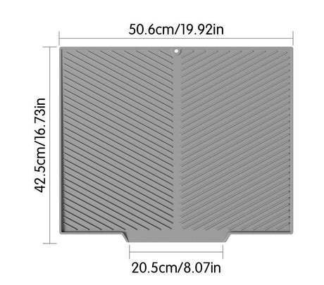2PC Grey Multi-Use Drain Mat (51x43 cm) – Non-Slip Heat Protection for Dish Drying & Prep