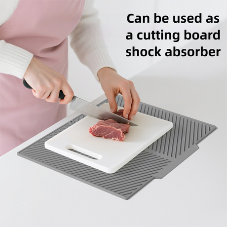 2PC Black Multi-Use Drain Mat (43x33 cm) – Non-Slip Heat Protection for Dish Drying & Prep