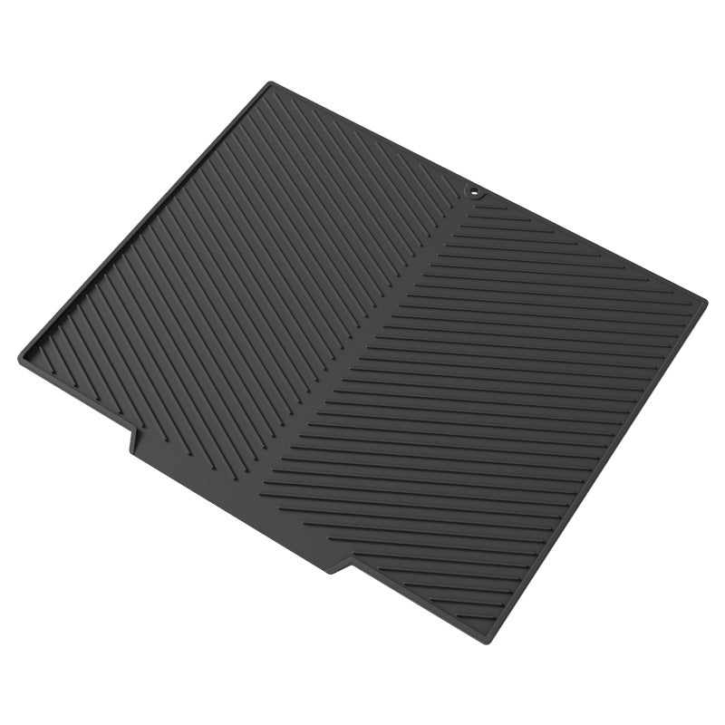 2PC Black Multi-Use Drain Mat (37x27 cm) – Non-Slip Heat Protection for Dish Drying & Prep