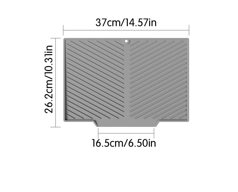 2PC Black Multi-Use Drain Mat (37x27 cm) – Non-Slip Heat Protection for Dish Drying & Prep