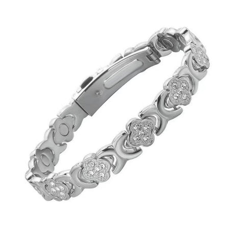 3-Pack 13cm Clover Magnetic Bracelet Set – Rose Gold/Gold/Silver Tone,Crystal Inlay for Women