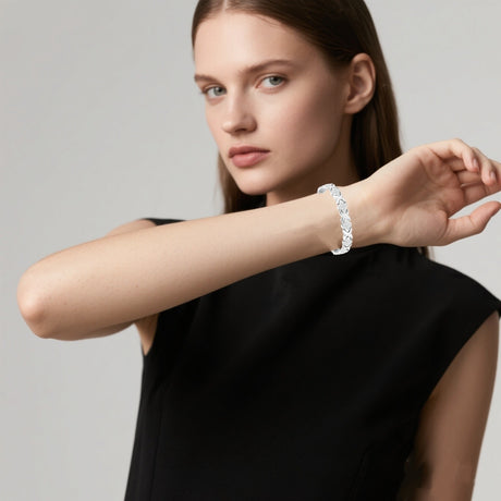 3-Pack 13cm Clover Magnetic Bracelet Set – Rose Gold/Gold/Silver Tone,Crystal Inlay for Women