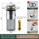 2-Pack Pop-Up Sink Stopper with Hair Catcher – Standard (34-40mm) Drain Filter,Basin Drain Filter Upgrade