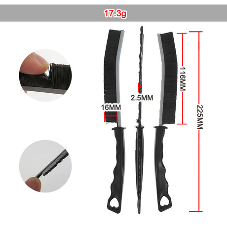5-Pack Black Hard Bristle Crevice Brush (225 * 16mm) – Multifunctional Gap Cleaner, for Bathroom Household Kitchen Tiles Window Crevice Cleaning