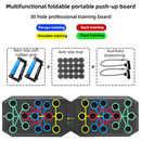 30-Hole Black Foldable Push Up Board with Resistance Bands & Non-Slip Grips for Home Gym
