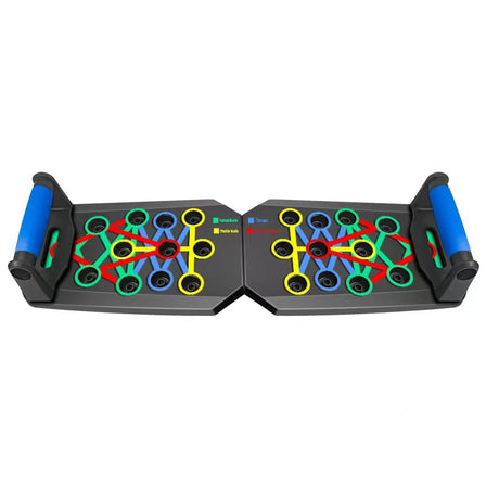 30-Hole Black Foldable Push Up Board with Resistance Bands & Non-Slip Grips for Home Gym