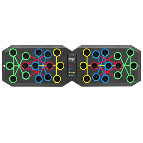 30-Hole Black Foldable Smart Push Up Board with Digital Counter/Timer, Resistance Bands for Full Body Home Workout