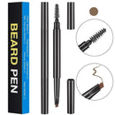 4-Pack Light Brown Beard Filler Pen for Men - Waterproof, Precision Tip and Brush for Covering Beard and Hairline