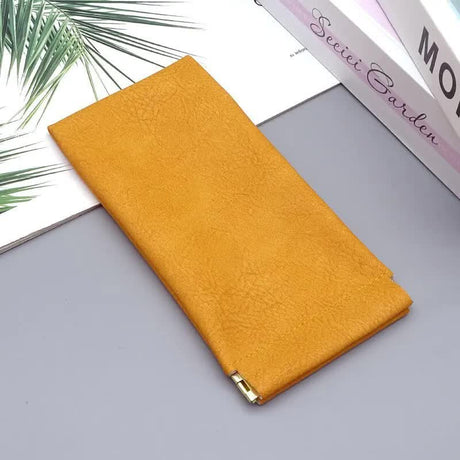 3-Pieces PU Orange Leather Glasses Pouch(18 * 8 CM) – Water Resistant, Soft Lining, Snap Closure, Universal Storage