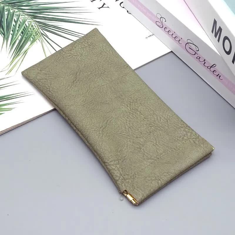 3-Pieces PU Green Leather Glasses Pouch(18 * 8 CM) – Water Resistant, Soft Lining, Snap Closure, Universal Storage