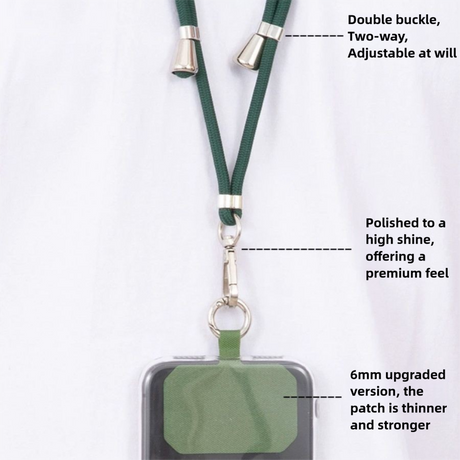 3-Pack Adjustable Khaki Crossbody Phone Lanyards – Dual Wear Modes, Two-Ways of Hanging,Ultra-Slim 0.6mm Patch