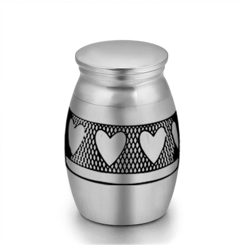 6-Pack 25x16mm Heart Pattern Mini Keepsake Urn – Steel Ashes Memento for Beloved Pets