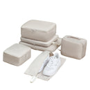6-Piece Off-White Memory Fabric Travel Compression Packing Cubes Set - Waterproof, Anti-Wrinkle Luggage Organizer & Space Saver