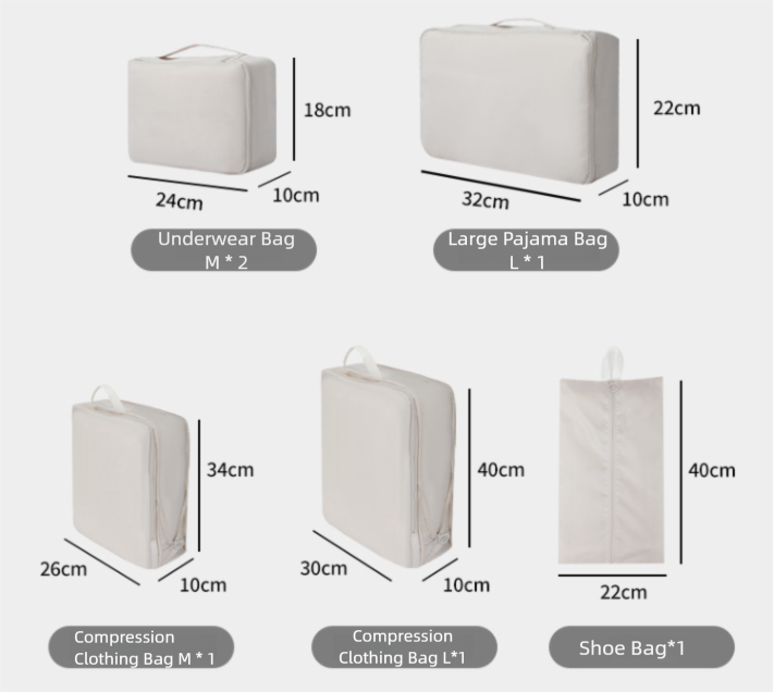 6-Piece Pink Memory Fabric Travel Compression Packing Cubes Set - Waterproof, Anti-Wrinkle Luggage Organizer & Space Saver