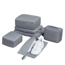 6-Piece Grey Memory Fabric Travel Compression Packing Cubes Set - Waterproof, Anti-Wrinkle Luggage Organizer & Space Saver