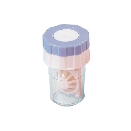 4-PCS Blue Manual Rotation Contact Lens Cleaner Case - Portable Cosmetic Lenses Storage Container & Travel Cleaning Kit