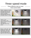 2-Pack Solar Motion Sensor Wall Light(388-Bead LED) -  3 Lighting Modes, IP64 Waterproof, Three-Sided Wide-Angle Lighting for Outdoor Security and Garden Lighting
