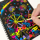 3-Pack DIY Rainbow Scratch Art Books Set - Neon Black Scratch Paper for Kids, Multi-Size (S, M, L) Creative Drawing & Fun