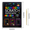 3-Pack DIY Rainbow Scratch Art Books Set - Neon Black Scratch Paper for Kids, Multi-Size (S, M, L) Creative Drawing & Fun
