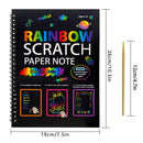 3-Pack DIY Rainbow Scratch Art Books Set - Neon Black Scratch Paper for Kids, Multi-Size (S, M, L) Creative Drawing & Fun