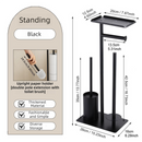 3-in-1 Freestanding Toilet Paper Holder - Thick Carbon Steel with Matte Black Finish, Storage Top, Paper Roll Holder, and Integrated Brush Holder