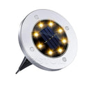 4-Pack Classic Large 8 LED Solar In-Ground Yellow Light Set (12  x 12  x 13 cm) - Stainless Steel Waterproof Garden Spike Lamps for Lawn & Pathway