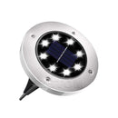 4-Pack Classic Large 8 LED Solar In-Ground White Light Set (12  x 12  x 13 cm) - Stainless Steel Waterproof Garden Spike Lamps for Lawn & Pathway