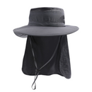 2-Pack Dark Grey Men's Adjustable Sun Protection Hat - Wide Brim, Deep Crown, Quick Dry Breathable Sun Cap with Neck Flap for Hiking & Outdoors