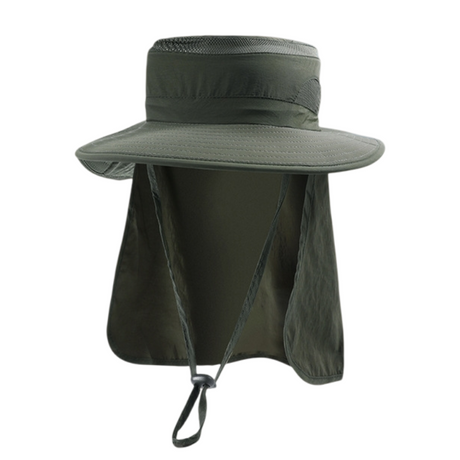 2-Pack Green Men's Adjustable Sun Protection Hat - Wide Brim, Deep Crown, Quick Dry Breathable Sun Cap with Neck Flap for Hiking & Outdoors