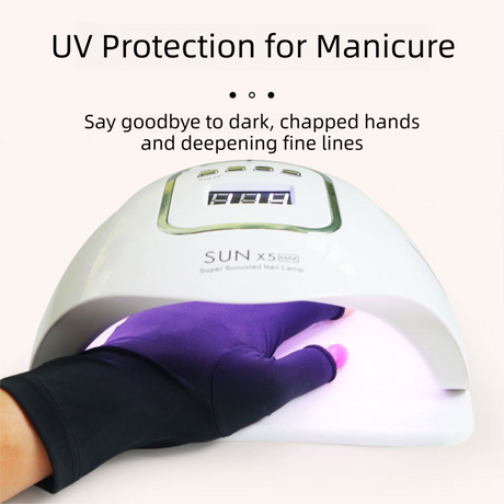 5-Pair Black UV Protection Fingerless Gloves for Nail Art Curing and Cycling Sun Protection - Made of Nylon/Spandex, Manicure Hand Care