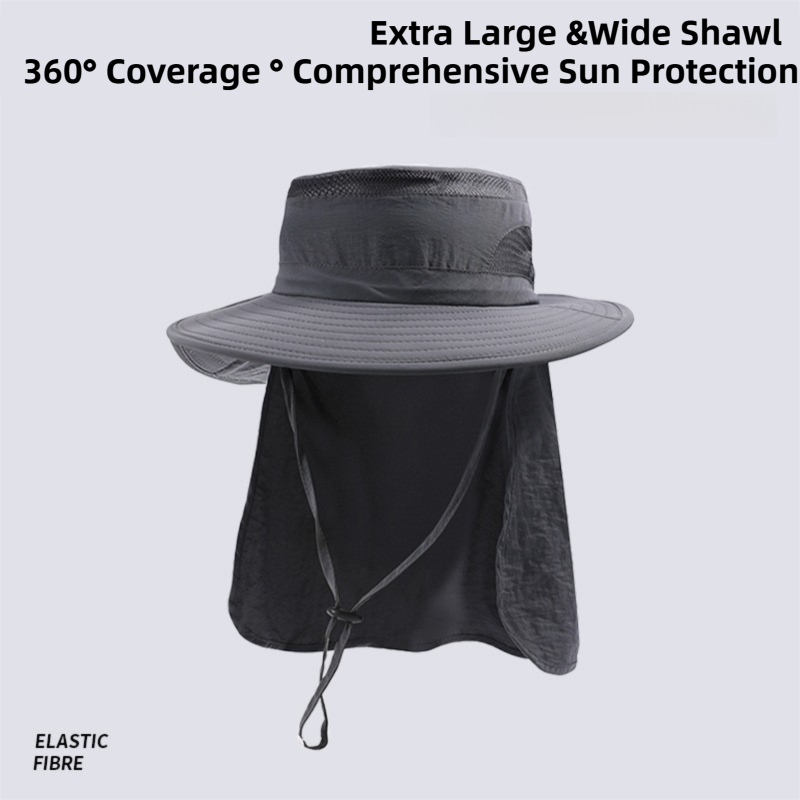 2-Pack Dark Blue Men's Adjustable Sun Protection Hat - Wide Brim, Deep Crown, Quick Dry Breathable Sun Cap with Neck Flap for Hiking & Outdoors