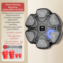 Black 6-Target Sensor Smart Bluetooth Music Boxing Kit with Parent-Child Gloves - Electronic Wall Punch Pad, Drill-Free & Detachable, Screen Counter, USB Rechargeable