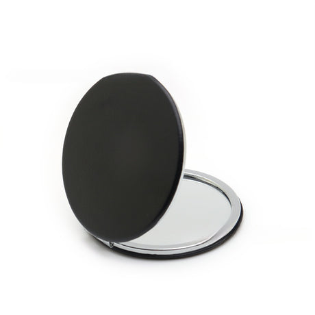4-Pack Black Jumbo Round Portable Makeup Mirror(8x8CM) - Pocket Cosmetic Mirror for Touch-Ups, PU Leather Cover & Metal Frame