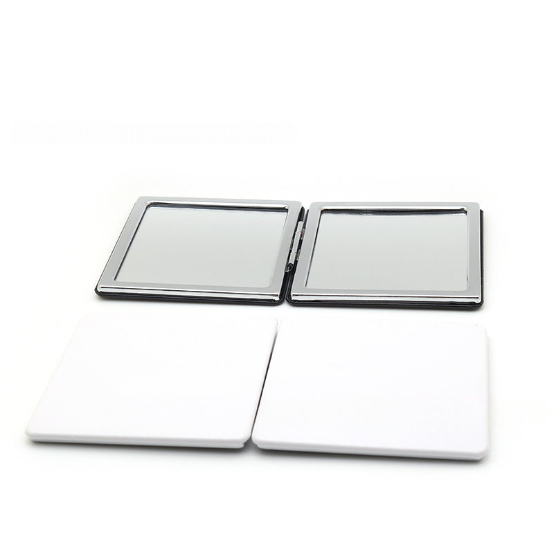 4-Pack White Jumbo Square Folding Compact Mirror(8X8CM) - Men's Shaving & Women's Makeup Mirror, PU Leather Cover & High-Definition Glass Lens