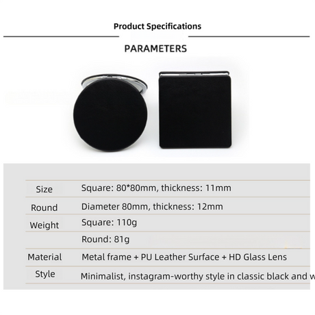 4-Pack White Jumbo Square Folding Compact Mirror(8X8CM) - Men's Shaving & Women's Makeup Mirror, PU Leather Cover & High-Definition Glass Lens