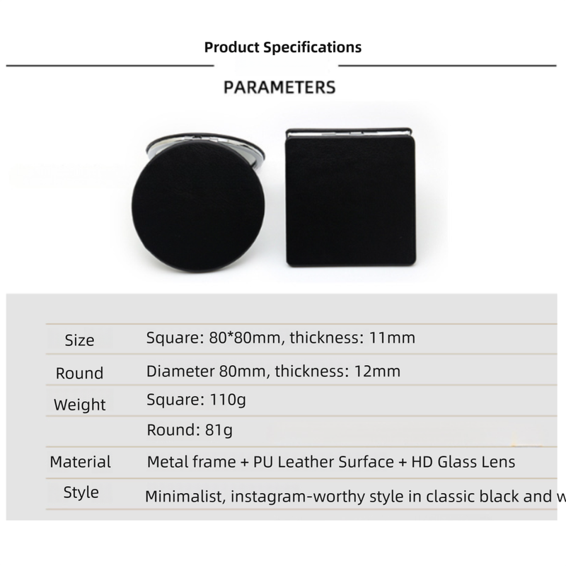 4-Pack White Jumbo Square Folding Compact Mirror(8X8CM) - Men's Shaving & Women's Makeup Mirror, PU Leather Cover & High-Definition Glass Lens