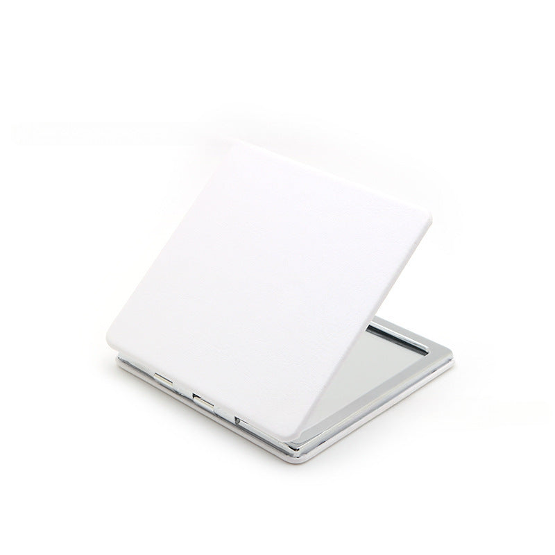 4-Pack White Jumbo Square Folding Compact Mirror(8X8CM) - Men's Shaving & Women's Makeup Mirror, PU Leather Cover & High-Definition Glass Lens