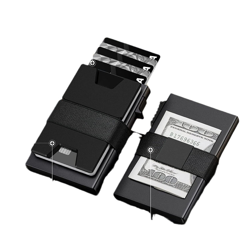 2-Pack Grey Metal Thin Slim Men Women Pop Up Wallet (10.1 x 6.9 x 1.7 cm) - RFID Anti-theft Card Holder with box