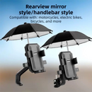 2-Pack Shock-Absorbing and Non-Slip Handlebar Phone Holder with Detachable Mini Umbrella - Waterproof & Windproof and Sunshade, 360° rotatable