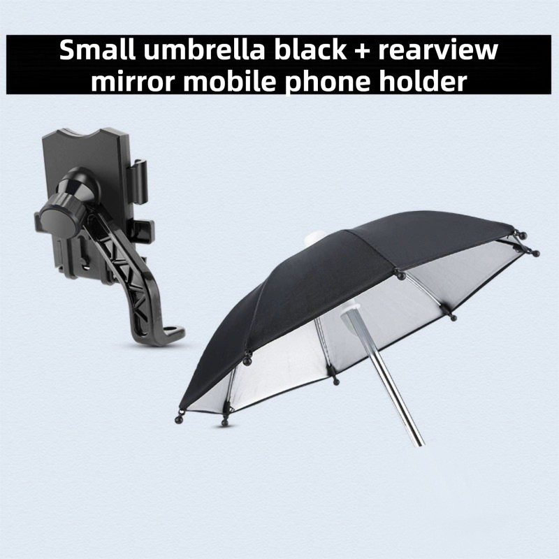 2-Pack Shock-Absorbing and Non-Slip Rearview Mirror Phone Holder with Detachable Mini Umbrella  - , Waterproof & Windproof and Sunshade, 360° rotatable