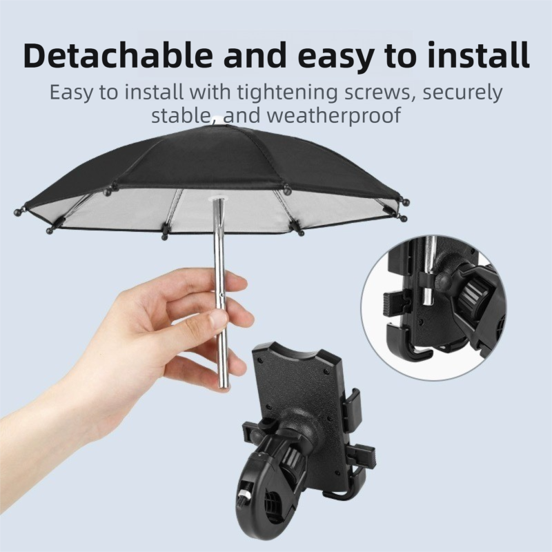 2-Pack Shock-Absorbing and Non-Slip Rearview Mirror Phone Holder with Detachable Mini Umbrella  - , Waterproof & Windproof and Sunshade, 360° rotatable