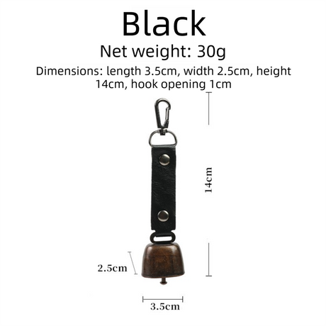 4-Pack Black Bear Bell & Anti-Lost PU Keyring Accessory(14 x 3.5 x 2.5CM) - Magnetic Silencing Design, Outdoor Safety Alarm for Hiking, Camping & Pet