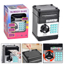 2-Piece Black Smart ATM Piggy Banks - Kids Electronic Money Safe with Password Lock & Auto-Roll in/out Feature