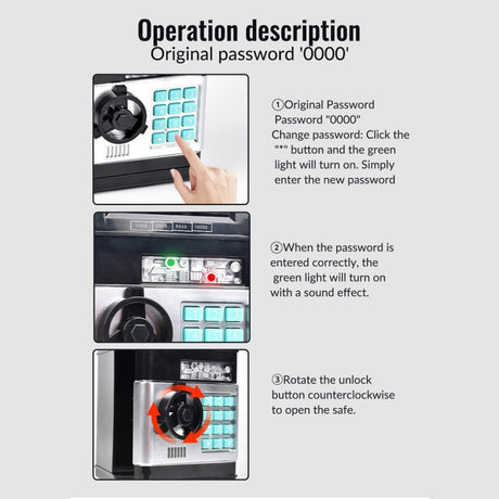 2-Piece Dark Blue Smart ATM Piggy Banks - Kids Electronic Money Safe with Password Lock & Auto-Roll in/out Feature