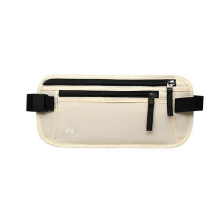 Beige RFID Blocking Slim Anti-Theft Fanny Pack for Outdoor Travel - Hidden Money Belt for Passport, Documents & Cash